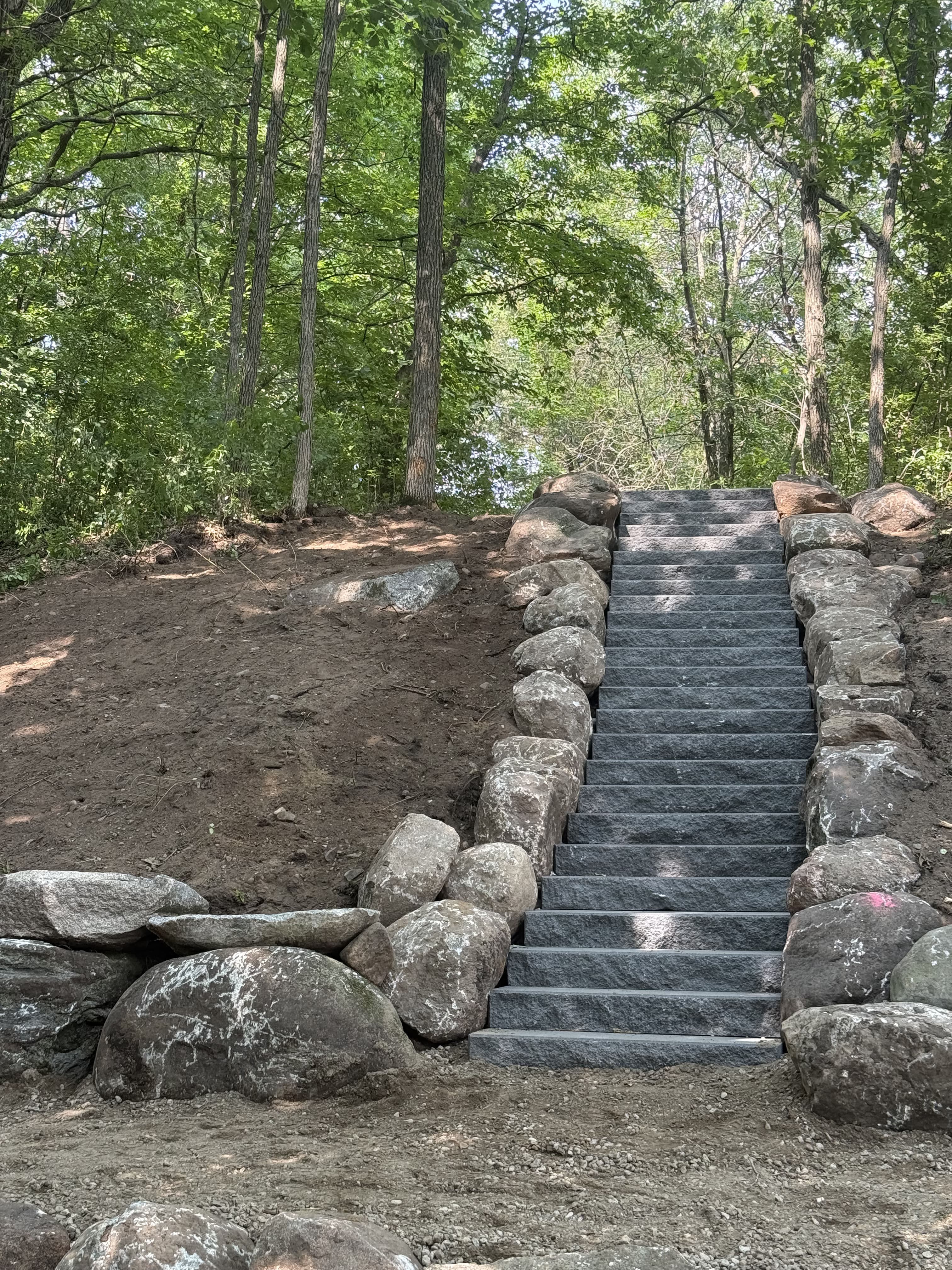 Project Precast Steps and Boulder Wall Dock Access Build in Little Falls image